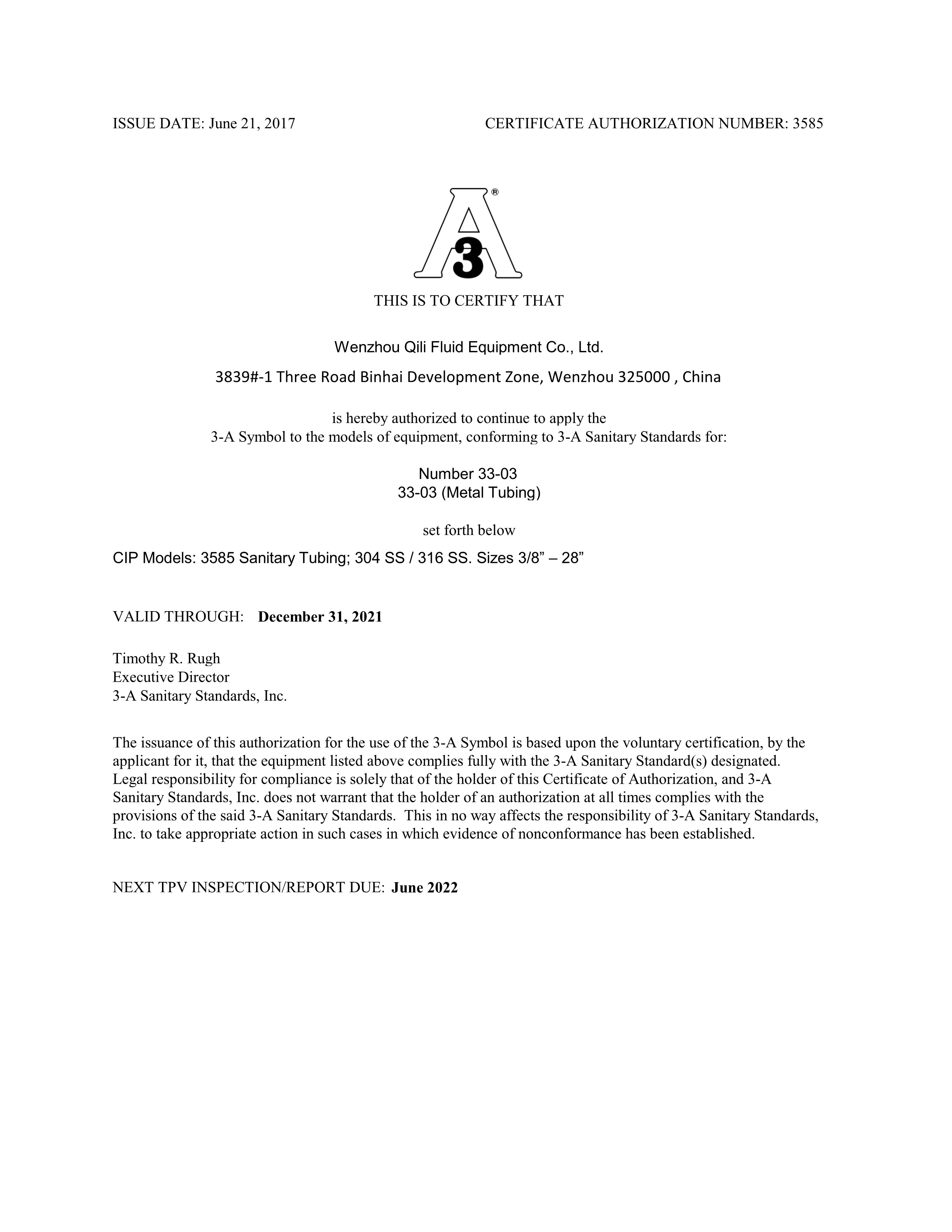 2021 3A certificate renewal