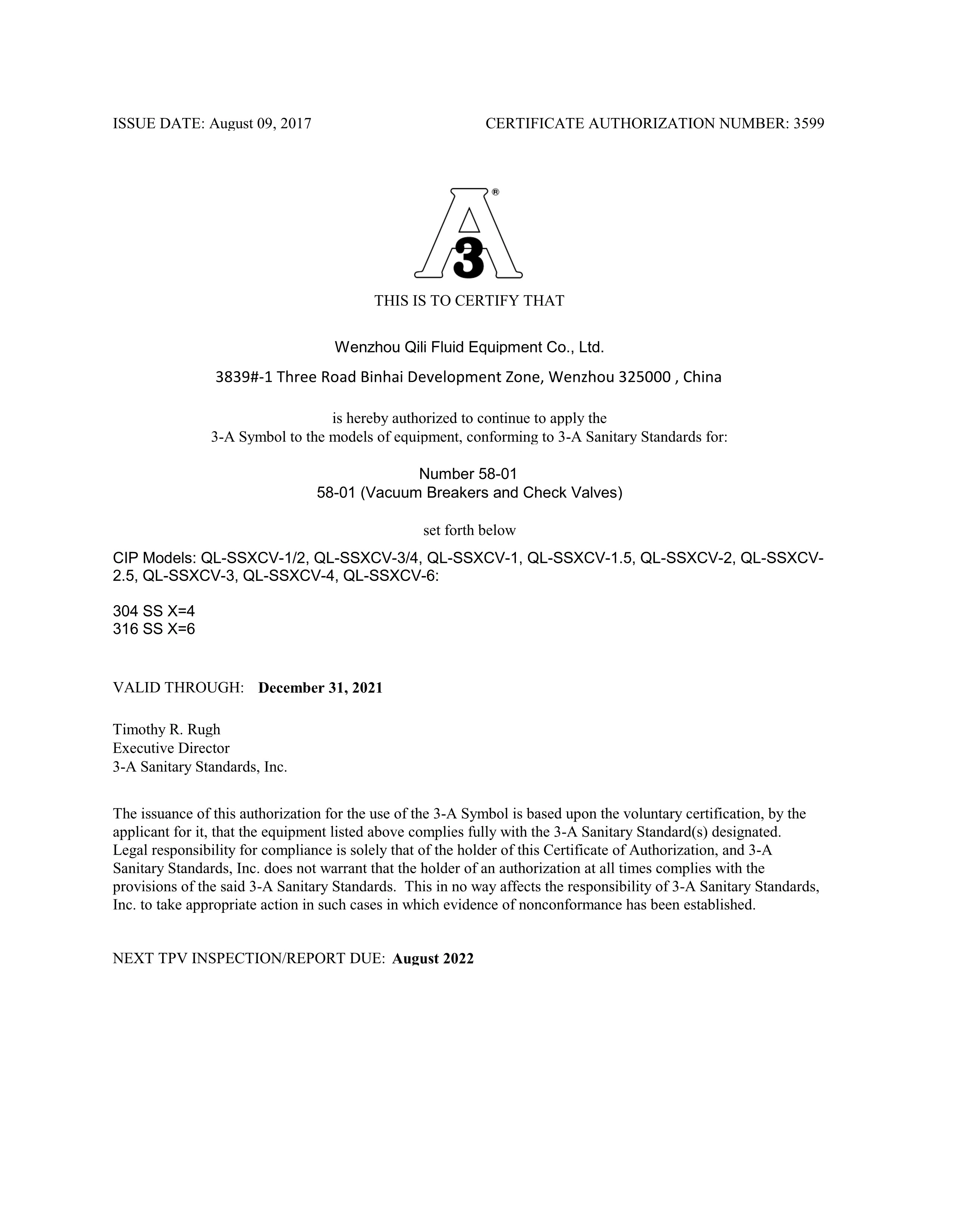 2021 3A certificate renewal