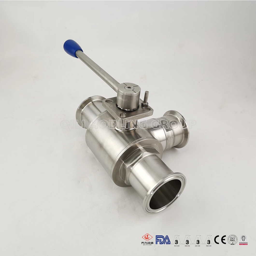 Sanitary Stainless Steel Three Way Clamped Ball Valve
