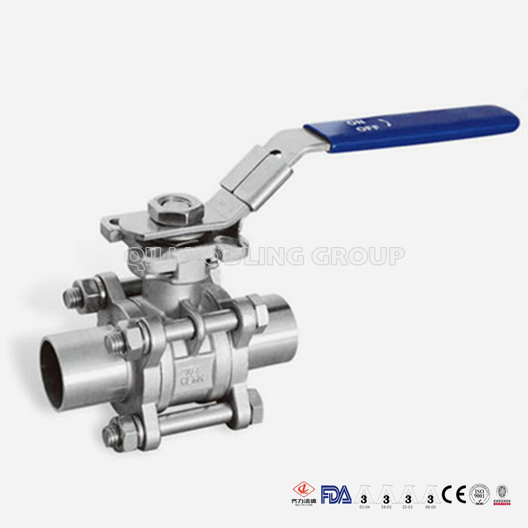 3PC Sanitary Butt Weld encapsulated Ball Valve With Directing Mounting Pad