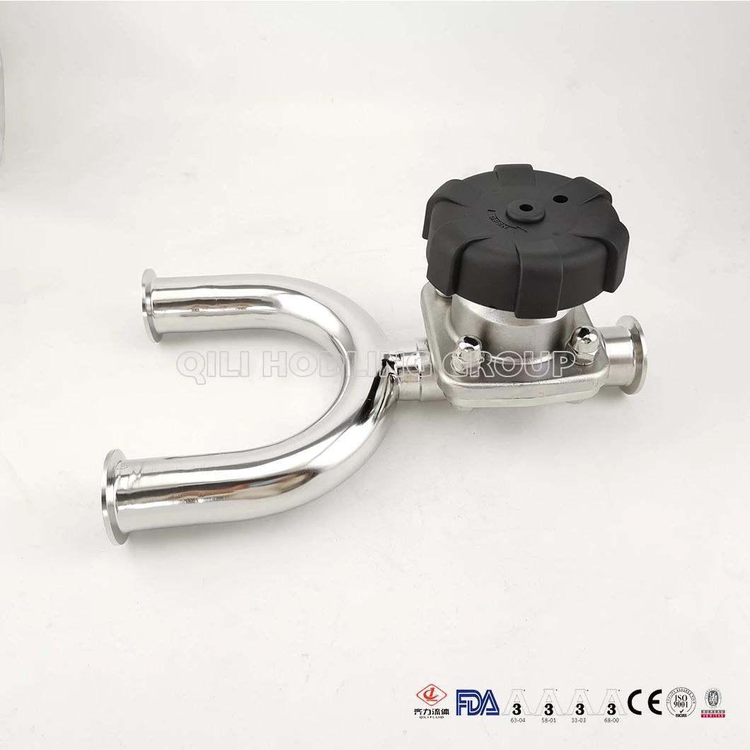 Sanitary 316L Reducing 3 Three Way U Type Hydraulic Diaphragm Valve