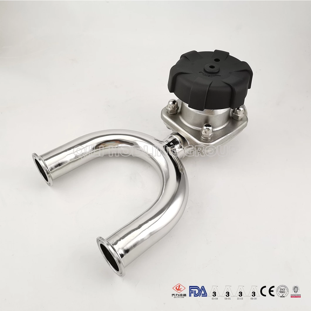 Sanitary 316L Reducing 3 Three Way U Type Hydraulic Diaphragm Valve