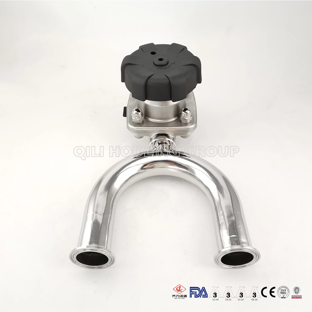 Sanitary 316L Reducing 3 Three Way U Type Hydraulic Diaphragm Valve