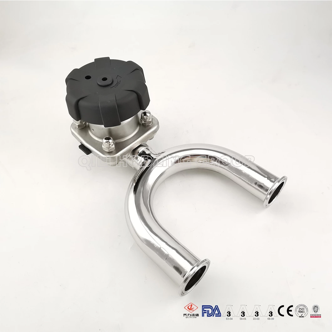 Sanitary 316L Reducing 3 Three Way U Type Hydraulic Diaphragm Valve