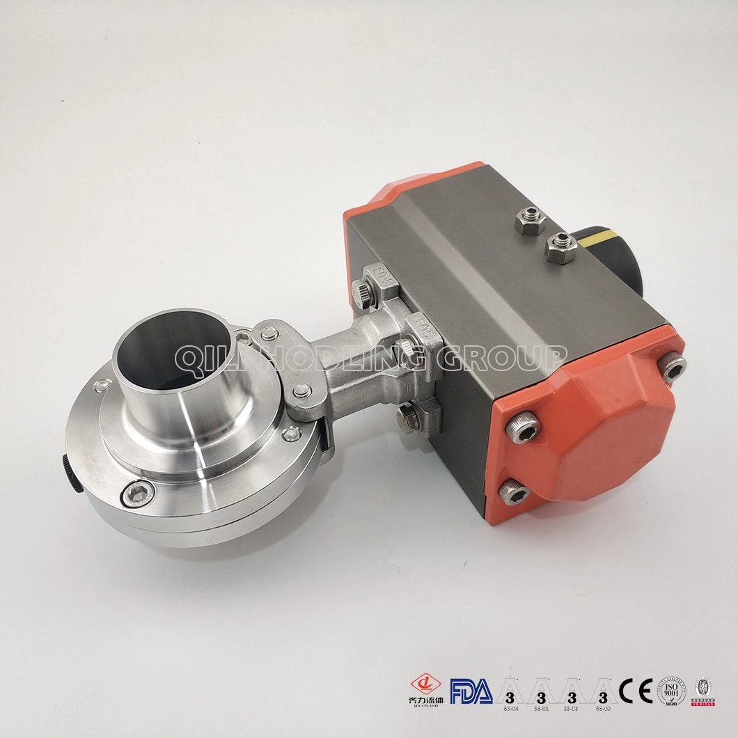 Sanitary Butterfly Valve with Pneumatic Actuator Double Acting