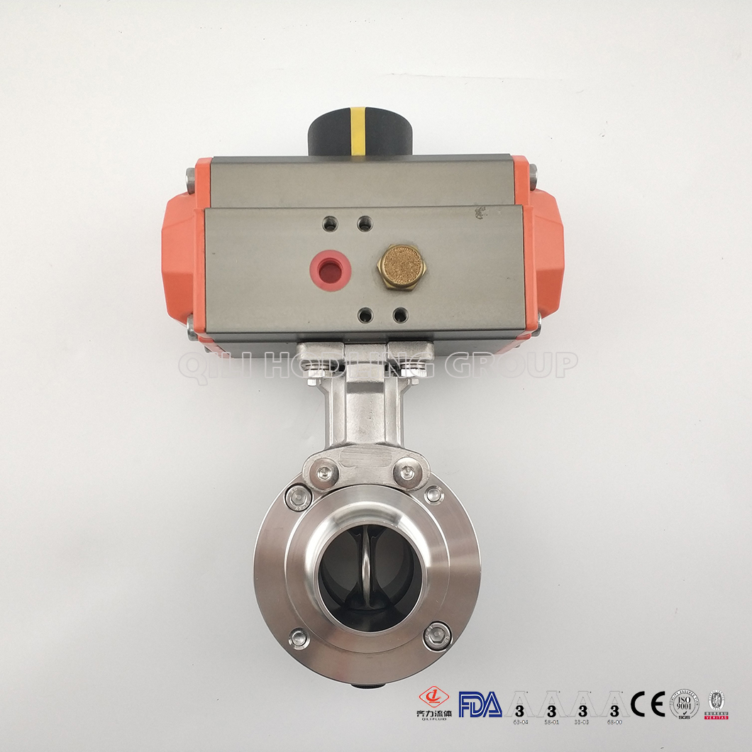 Stainless Steel Pneumatic Sanitary Welded Butterfly Valve