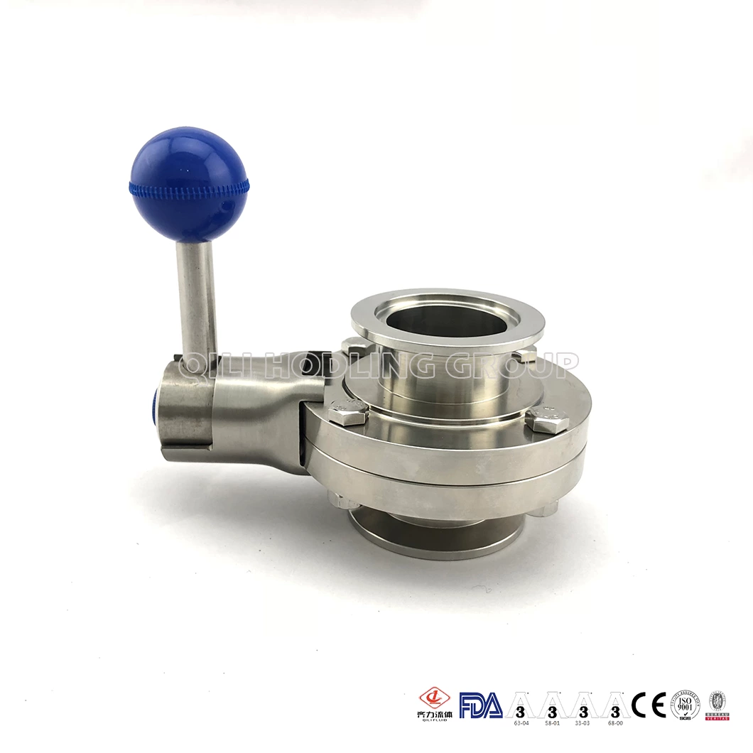 Sanitary Stainless Steel Clamped Butterfly Valve Food Grade SS304 SS316L