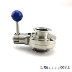 Sanitary Stainless Steel Clamped Butterfly Valve Food Grade SS304 SS316L