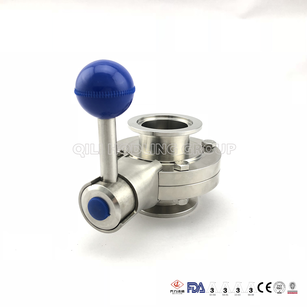 Sanitary Stainless Steel Clamped Butterfly Valve Food Grade SS304 SS316L