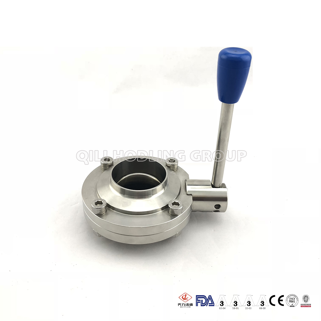 SS304 SS316L Sanitary Stainless Steel Welded Butterfly Valve