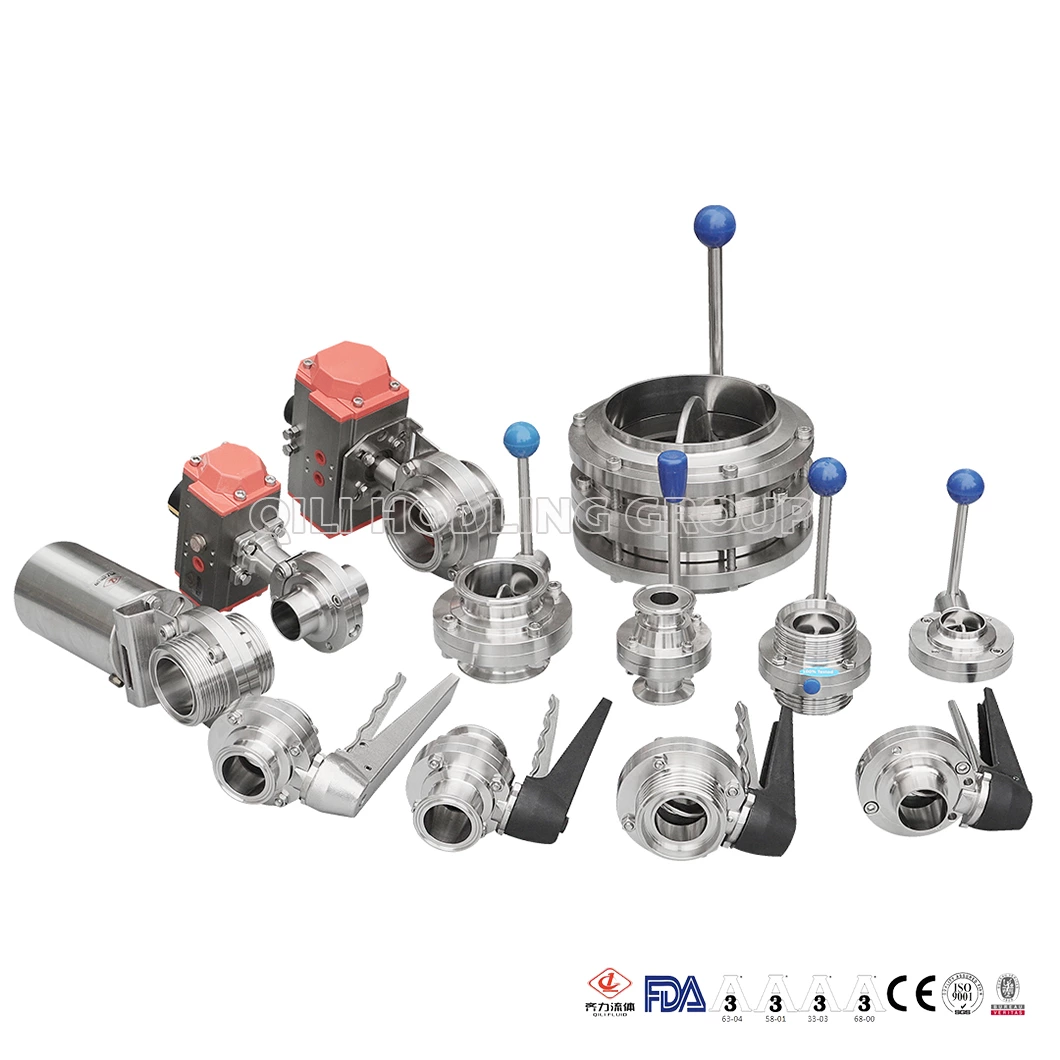 Sanitary Stainless Steel Clamped Butterfly Valve