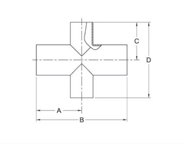 ASME BPE fittings S9RWWWW REDUCING CROSS, TANGENT WELD ENDS
