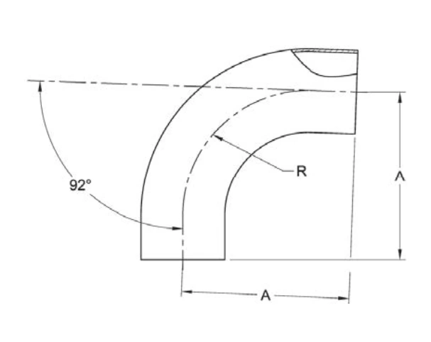 ASME BPE fittings ASME BPE fittings ASME BPE fittings S2S92 92 DEGREE ELBOW TANGENT WELD ENDS