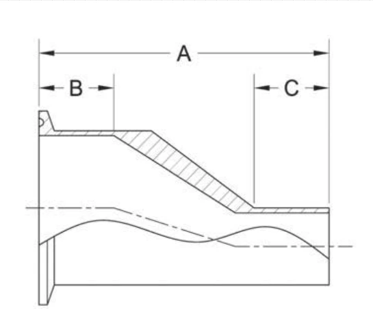 ASME BPE fittings S32SK SHORT ECCENTRIC REDUCER CLAM X WELD END