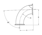 ASME BPE fittings S2CMP88 88 DEGREE ELBOW, CLAMP ENDS