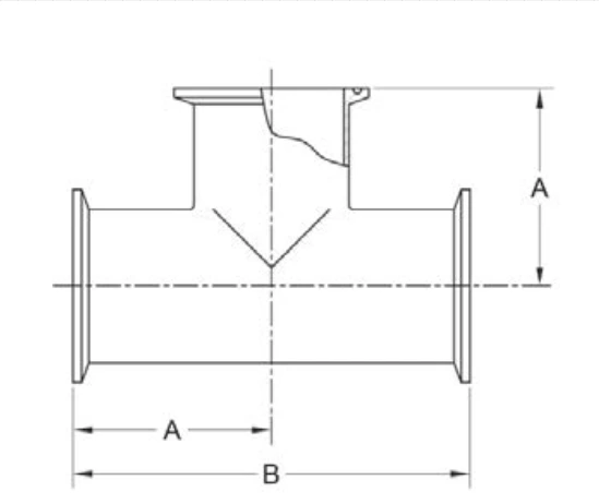 ASME BPE fittings S7MP TEE, CLAMP ENDS