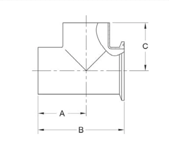 ASME BPE fittings S7WSKW TEE TANGENT WELD ENDS X CLAMP SHORT RUN