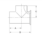 ASME BPE fittings S7WSKW TEE TANGENT WELD ENDS X CLAMP SHORT RUN