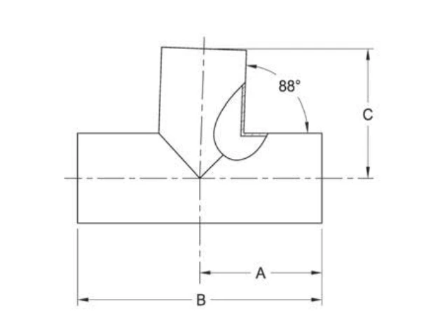 ASME BPE fittings S7WWW88 88 DEGREE TEE, TANGENT WELD ENDS