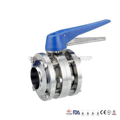 Sanitary Stainless Steel Three Piece Butt Welded Butterfly Valve