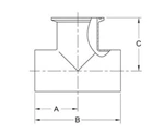 ASME BPE fittings S7WWK TEE TANGENT WELD ENDS X CLAMP OUTLET