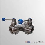 Sanitary Stainless Steel 3 Way Butterfly Valves 90 Deg