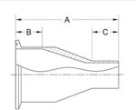 ASME BPE fittings S31SK SHORT CONCENTRIC REDUCER CLAM X WELD END