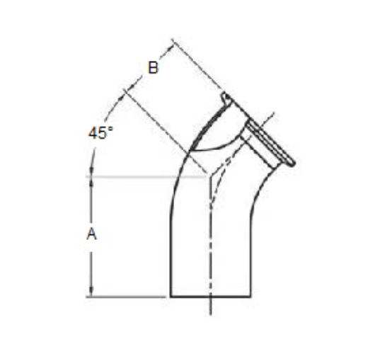ASME BPE fittings S2KKW 45 DEGREE ELBOW TANGENT WELD END X CLAMP