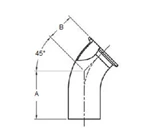 ASME BPE fittings S2KKW 45 DEGREE ELBOW TANGENT WELD END X CLAMP