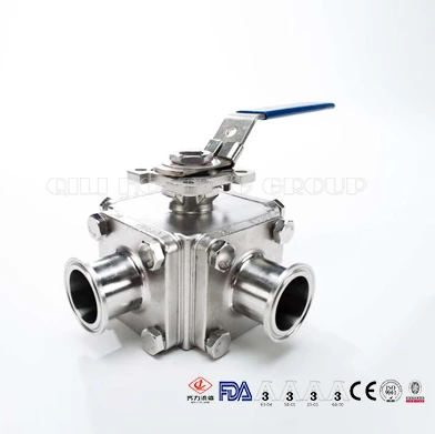 Sanitary Stainless Steel Three Way T Port Sanitary Ball Valve 4