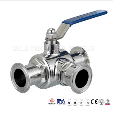 Sanitary Stainless Steel Clamped 3 Way Ball Valve