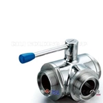 Sanitary 304 Stainless Steel Male Threaded Three Way Ball Valve