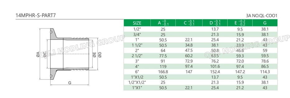 Sanitary Stainless Steel Rubber Hose Clamp Adapter 14MPHR