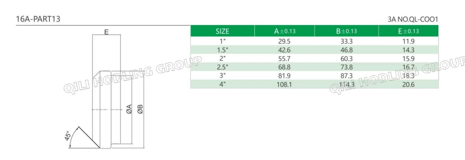 Sanitary Stainless Steel Plain Bevel Seat Solid End Caps 16A