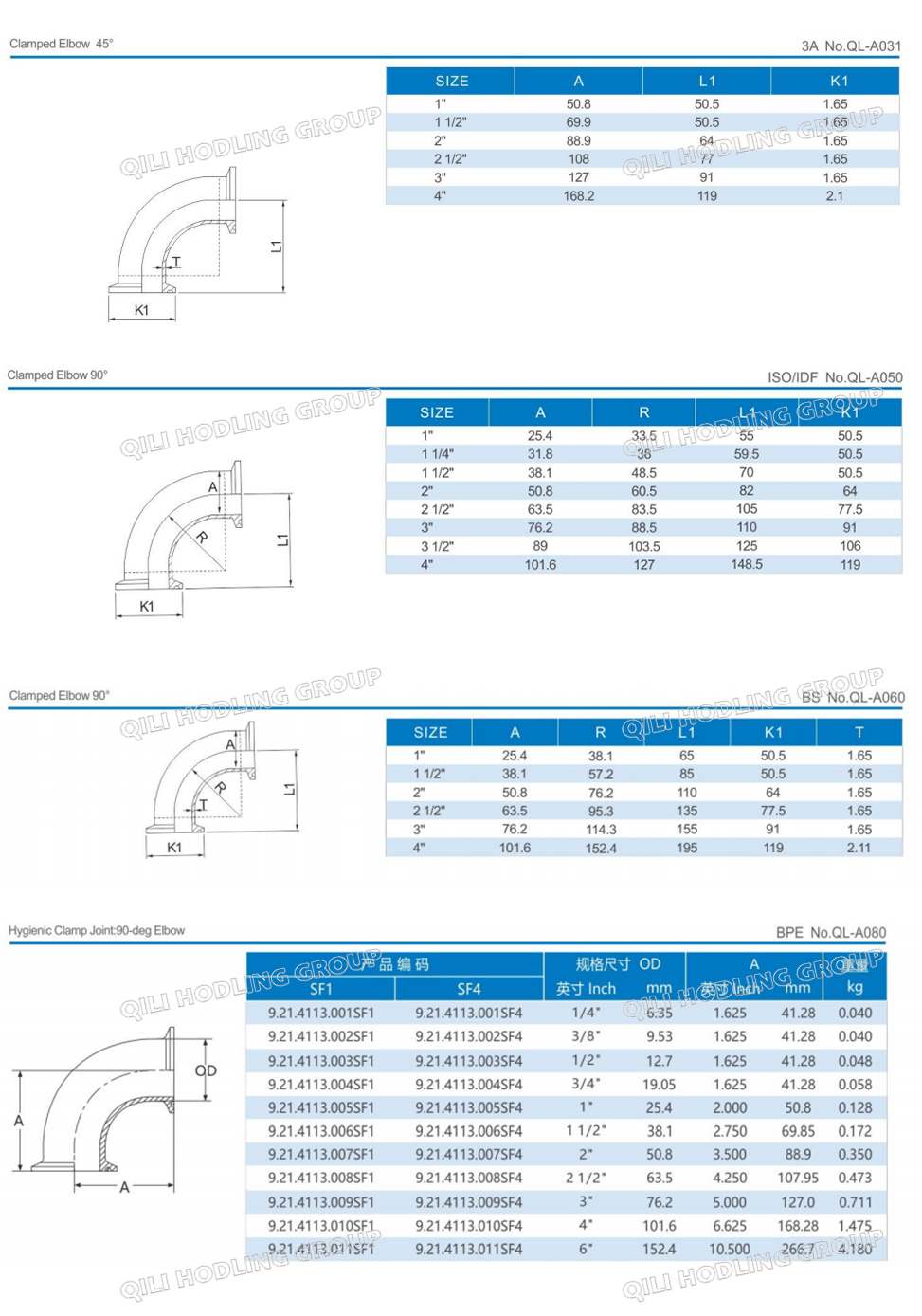 Sanitary Stainless Steel 3A 90 Degree Welded Clamp Elbow, China ...