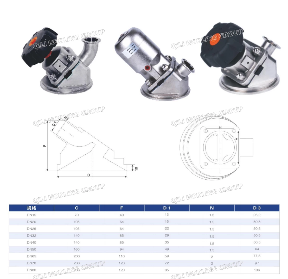 Dn25 Pneumatic Stainless Steel Sanitary Bottom Diaphragm Valve