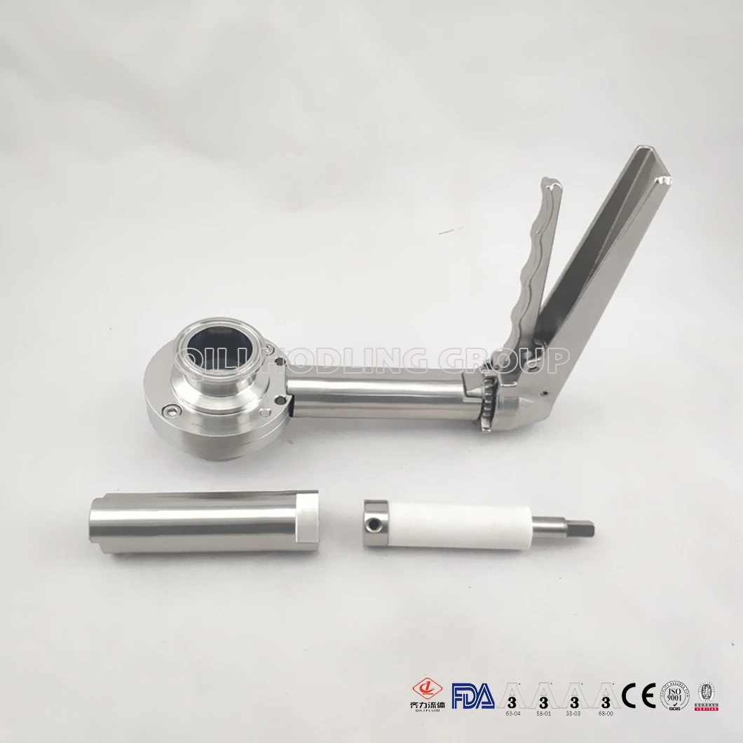 Sanitary Stainless Steel Extension Butterfly Valve And Bracket