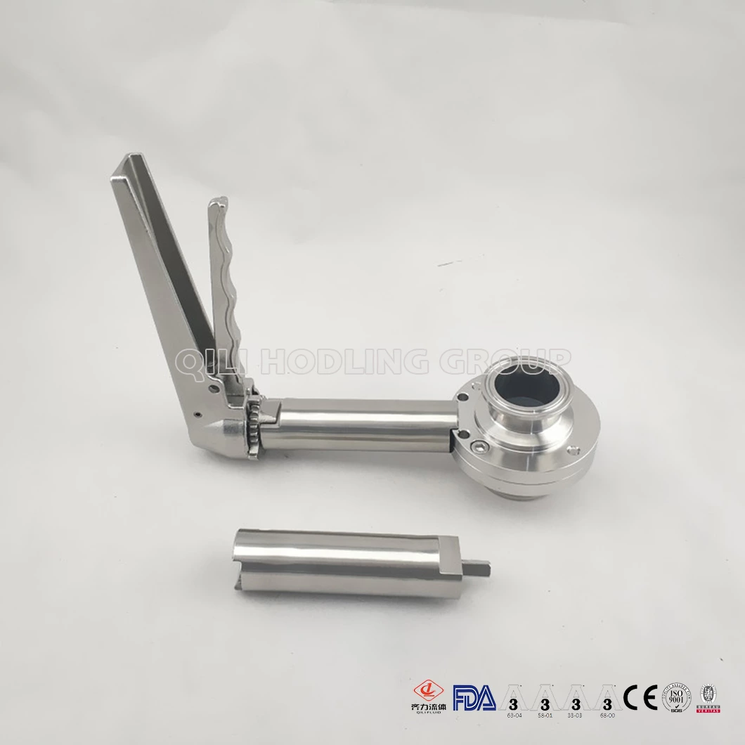 Sanitary Stainless Steel Extension Butterfly Valve And Bracket