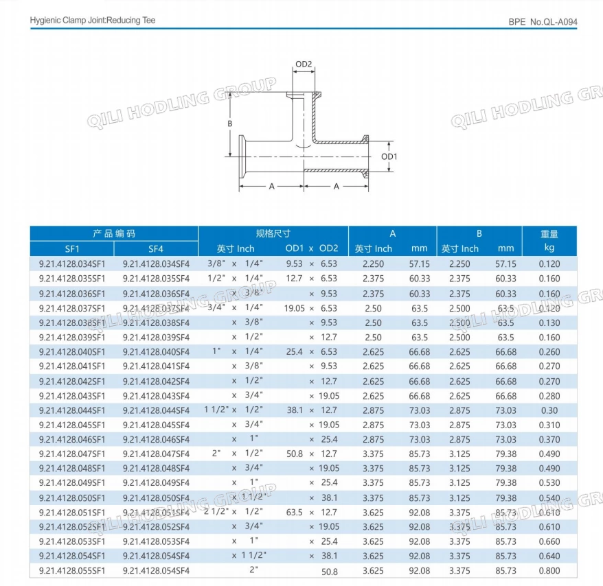 Sanitary Stainless Steel Pipe Fitting Reduce Tee 304 316L with 3A Standard