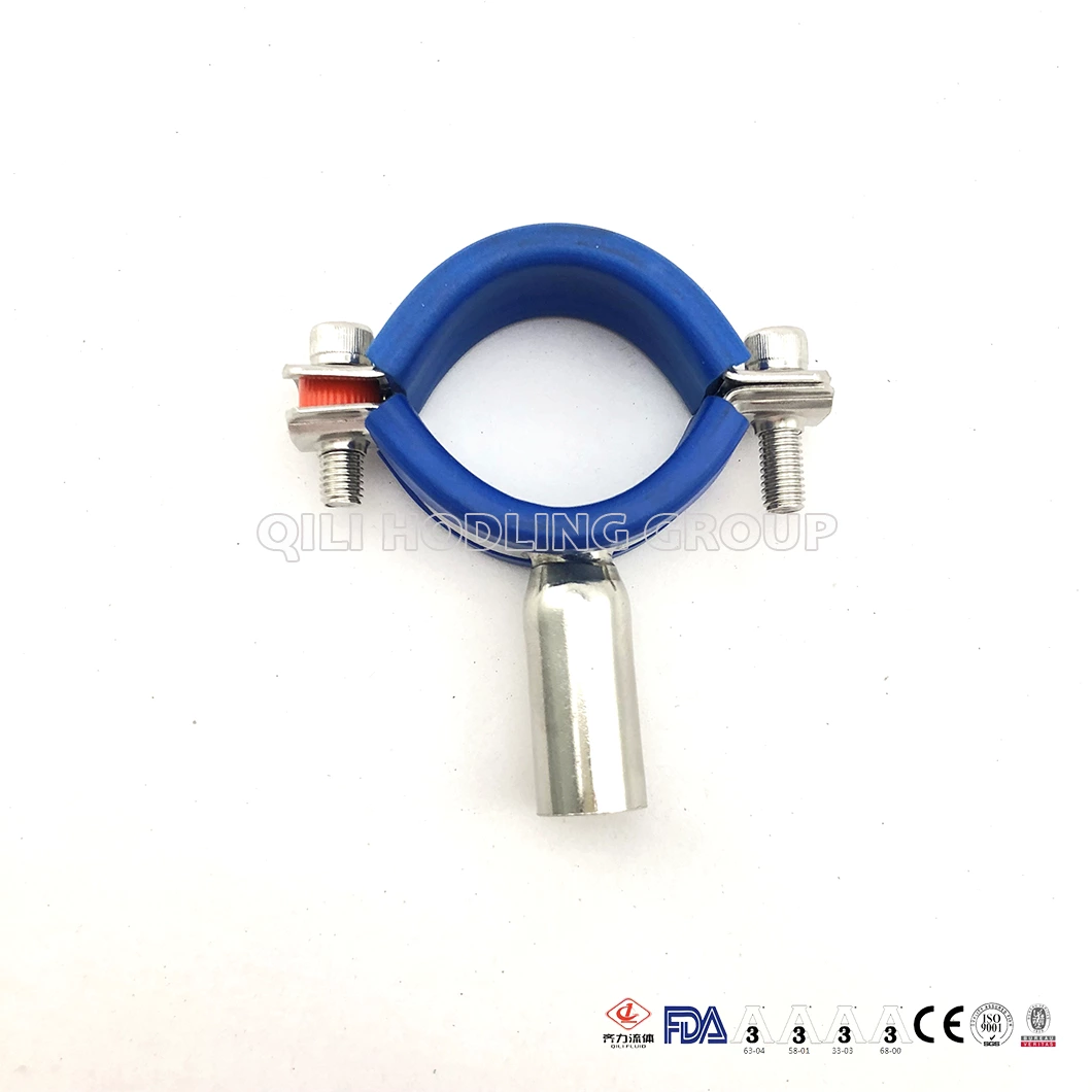 Sanitary Stainless Steel Pipe holder with Blue Sleeve