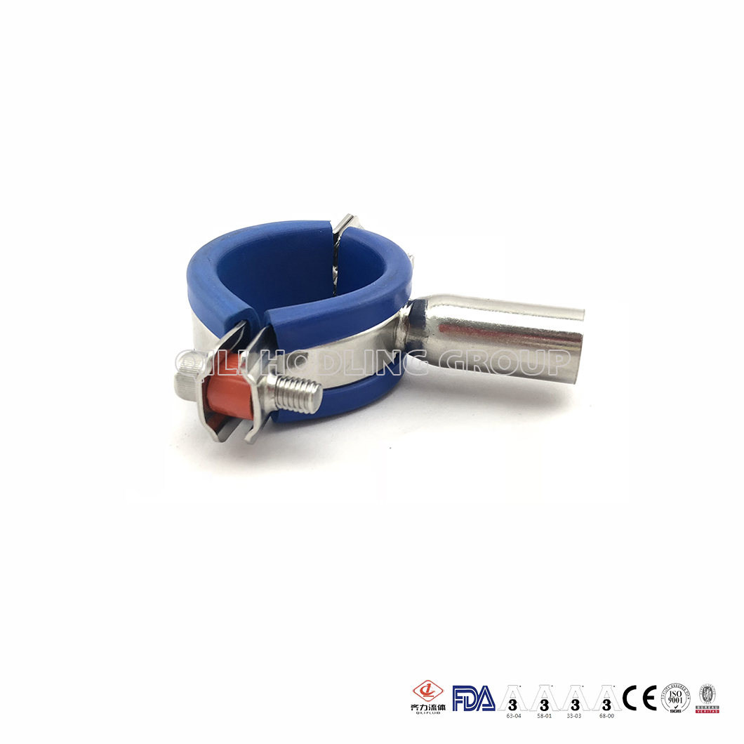 Sanitary Stainless Steel Pipe holder with Blue Sleeve