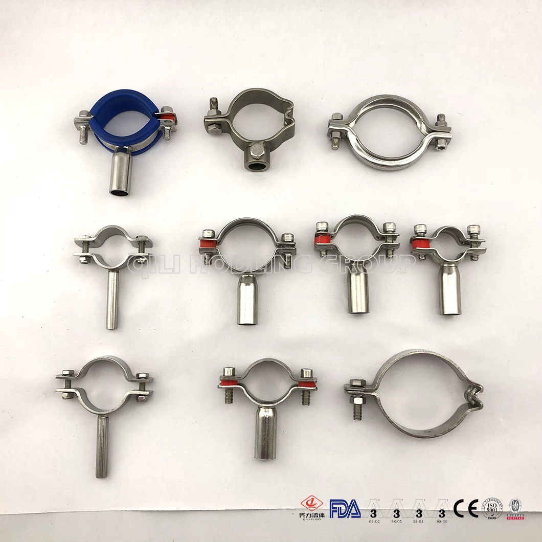 Sanitary Stainless Steel Pipe holder with Blue Sleeve