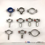 Sanitary Stainless Steel Pipe holder with Blue Sleeve