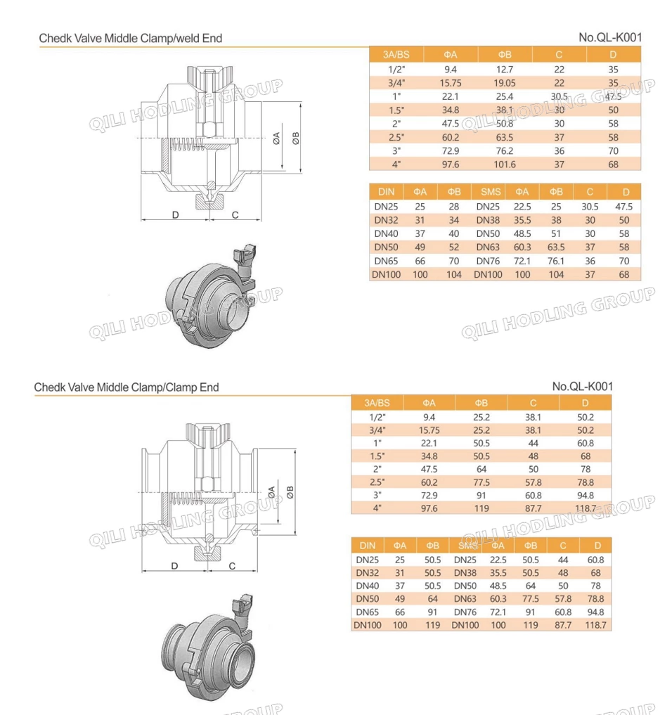 304 316L Stainless Steel Sanitary Non Return Welded Check Valve