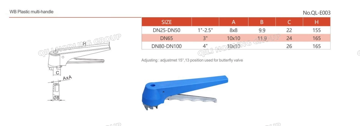 Plastic / Stainless Steel 3A Standard Butterfly Valves Handle Multi-Position Handle