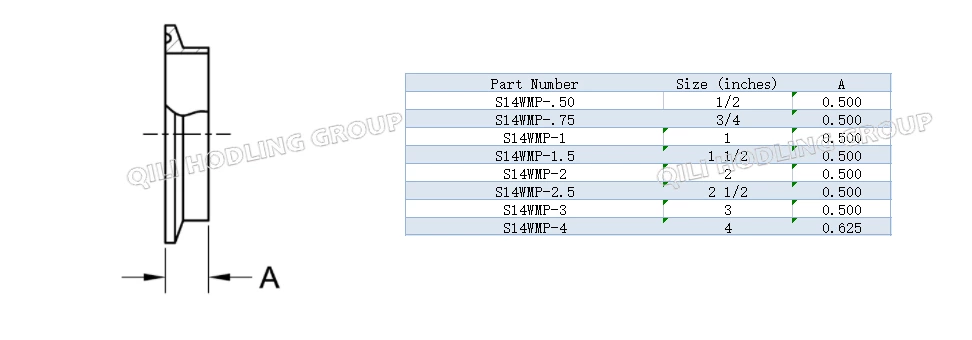 ASME BPE fittings S14WMP SHORT WELD FERRULE