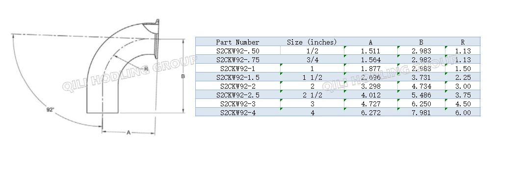 ASME BPE fittings S2KKW 45 DEGREE ELBOW TANGENT WELD END X CLAMP