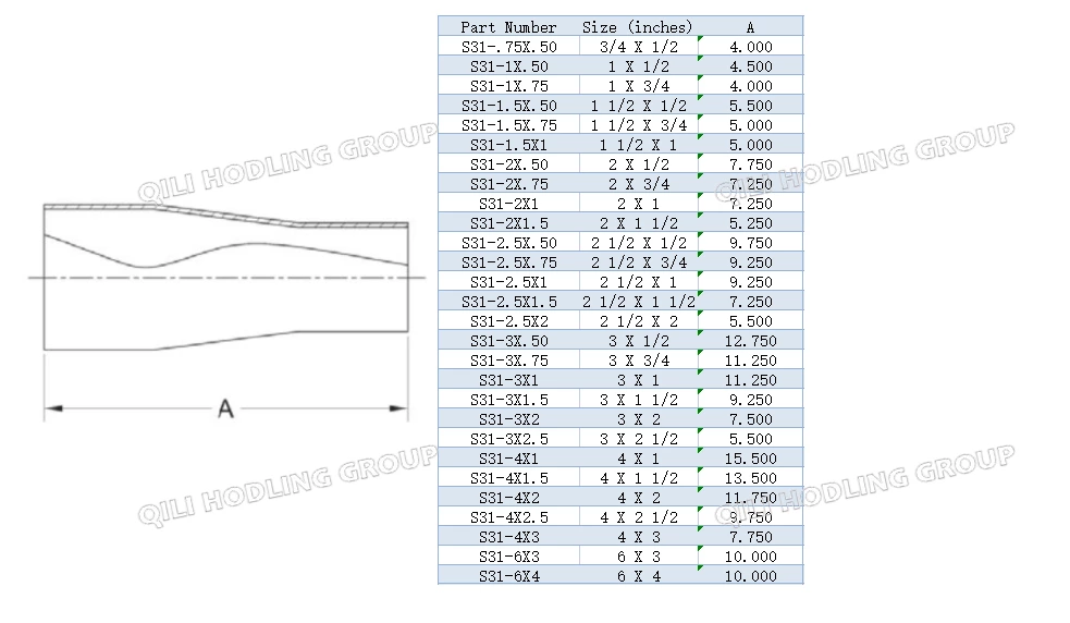 ASME BPE fittings S31 CONCENTRIC REDUCER TANGENT WELD ENDS
