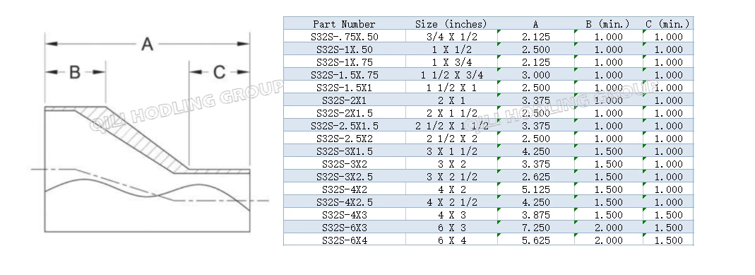 ASME BPE fittings S32S SHORT ECCENTRIC REDUCER WELD ENDS