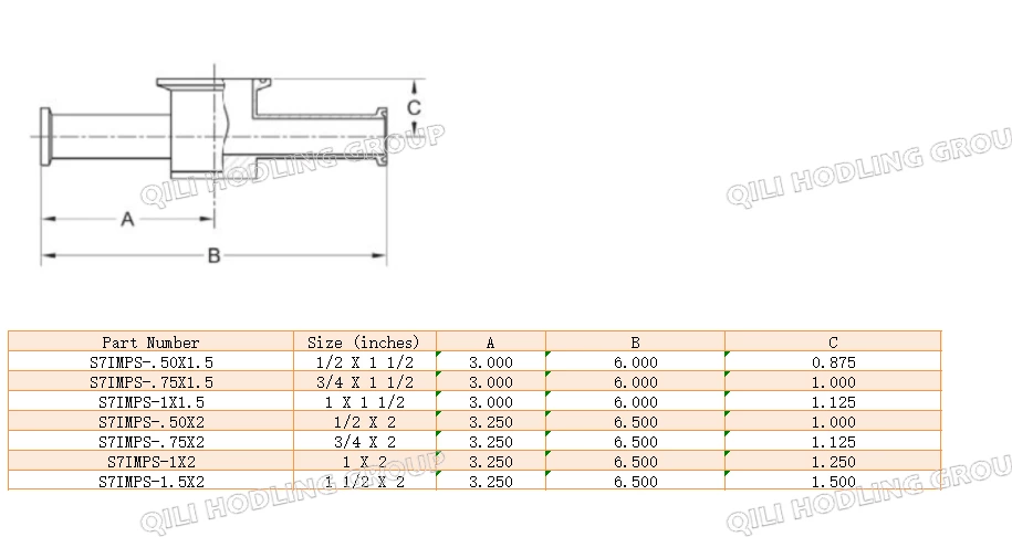 ASME BPE fittings S7IMPS INSTRUMENT TEE, CLAMP ENDS